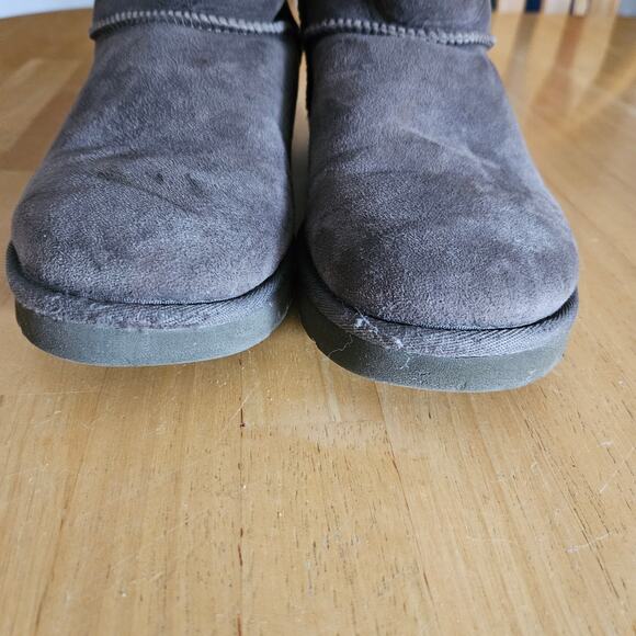 UGG Winter Boots Bailey Bow Suede Lace Back Sz 7 Dark Gray 1002954 - Picture 4 of 9
